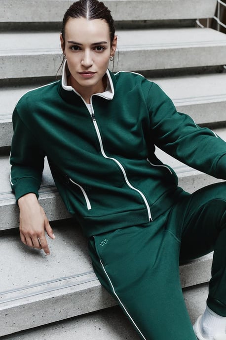 Oversized Sweatshirt und Hose mit Reißverschlusskragen Set - Image 1