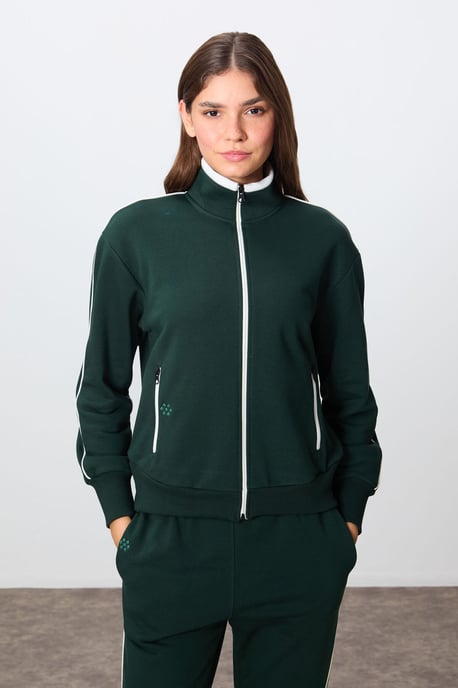 Oversized Sweatshirt und Hose mit Reißverschlusskragen Set - Image 3