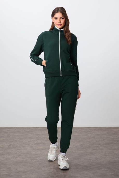 Oversized Sweatshirt und Hose mit Reißverschlusskragen Set - Image 4