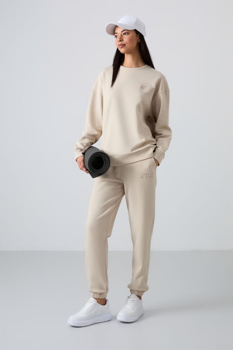 Oversized Sweatshirt und Hose mit elastischem Saum Set - Image 2
