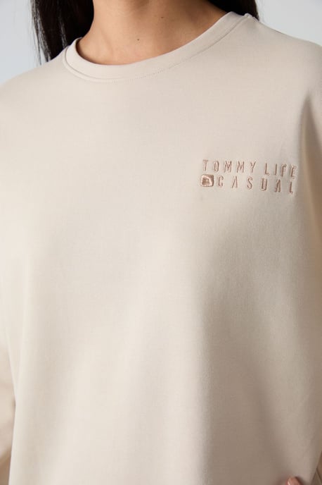 Oversized Sweatshirt und Hose mit elastischem Saum Set - Image 4
