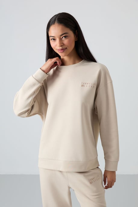 Oversized Sweatshirt und Hose mit elastischem Saum Set - Image 6