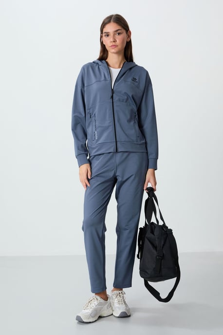 Damen Kapuzen-Zip Sweatshirt und Hose Set - Image 2
