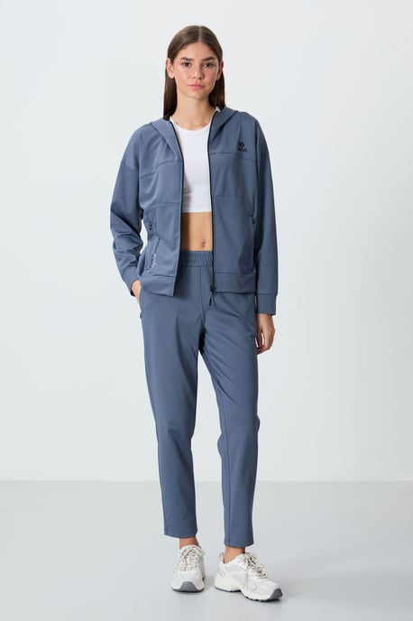 Damen Kapuzen-Zip Sweatshirt und Hose Set - Image 5