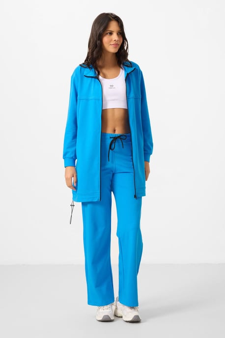 Damen Sweatshirt aus Baumwollmischung und weite Hose Set - Image 1
