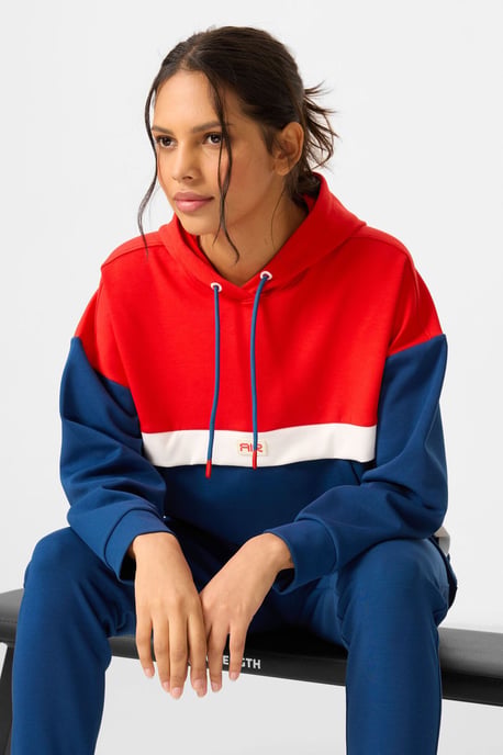 Farbblockiertes Kapuzen-Sweatshirt und Hose Set - Image 3