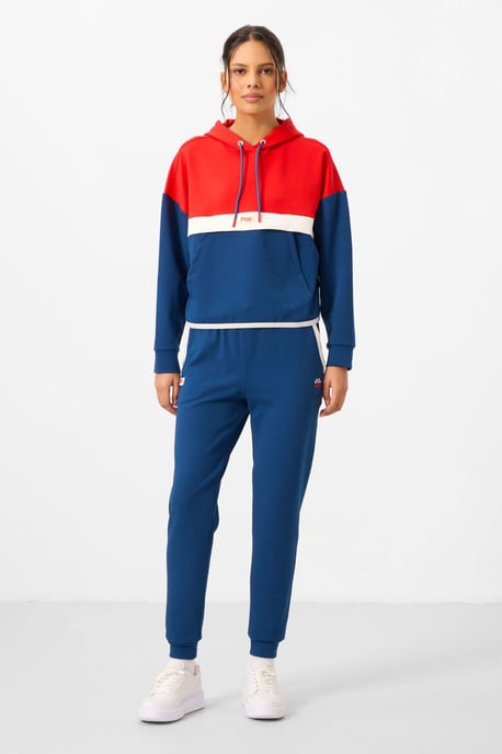 Farbblockiertes Kapuzen-Sweatshirt und Hose Set - Image 4
