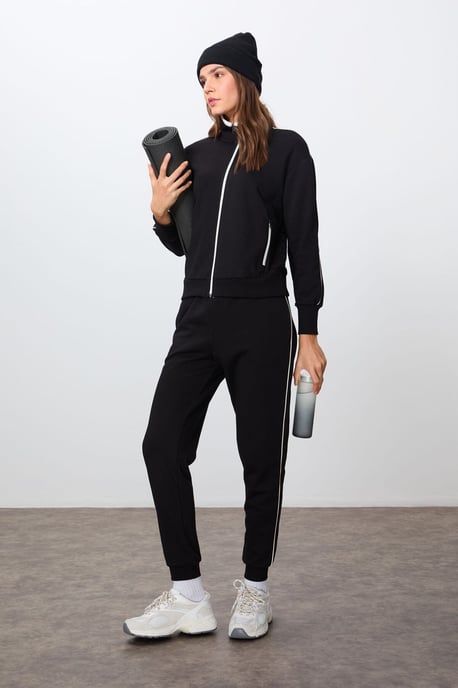 Oversized Zip-Kragen Sweatshirt und Hosen Set - Image 2