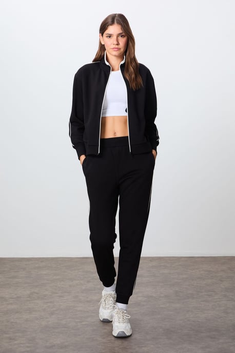Oversized Zip-Kragen Sweatshirt und Hosen Set - Image 4