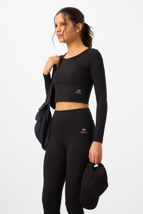 Baumwolle-Elastan Crop T-Shirt und Leggings Set - Image 4