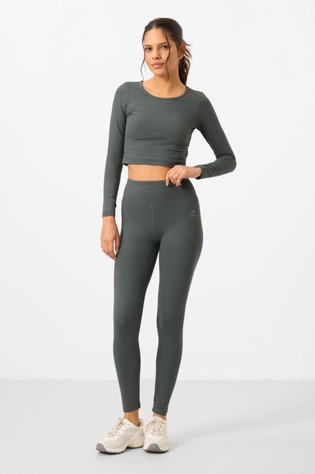 Baumwolle-Elasthan Crop-T-Shirt und Leggings-Set - Image 4