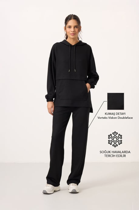 Oversized Kapuzenpullover und weit geschnittene Hosen Set - Image 1