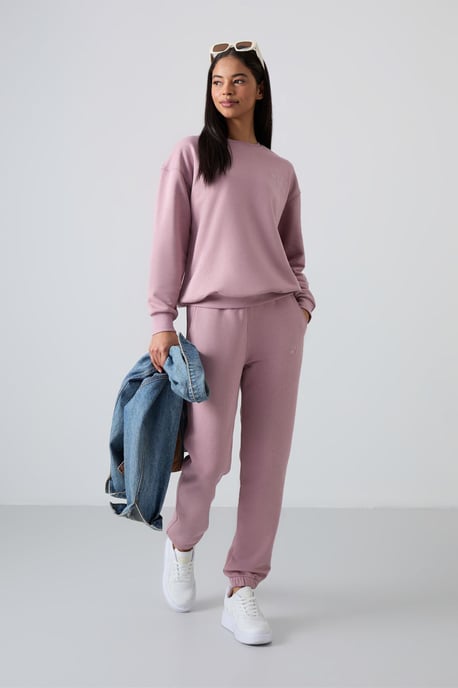 Oversized Sweatshirt und Hose mit elastischem Saum Set - Image 1