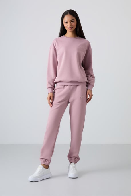 Oversized Sweatshirt und Hose mit elastischem Saum Set - Image 6