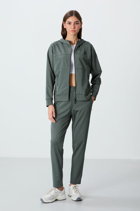 Damen Kapuzen-Zip-Pullover- und Hosen-Set - Image 4