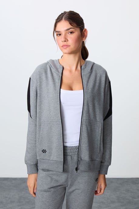 Übergröße Kapuzenpullover mit Reißverschluss und Hose Set - Image 2