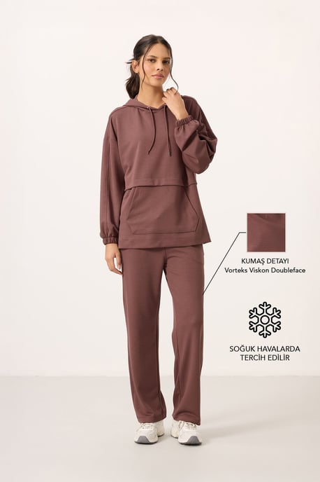 Oversized Kapuzenpullover und weit geschnittene Hose Set - Image 1