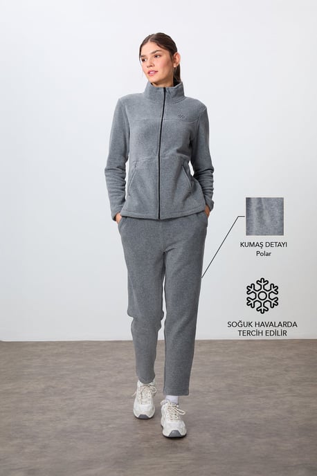 Damen Langarm Reißverschluss Trainingsanzug Set - Image 1