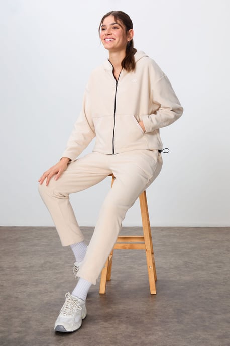 Oversized Kapuzenpulli-Zip-Trainingsanzug-Set - Image 1