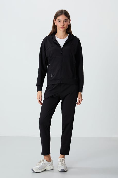 Damen Kapuzen-Zip-Sweatshirt- und Hosen-Set - Image 1