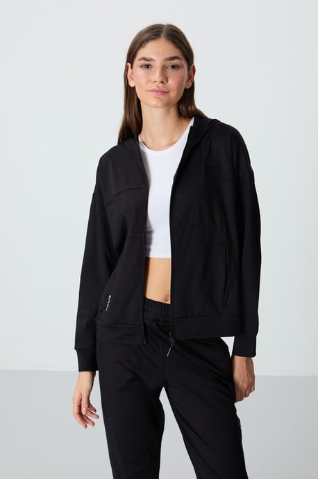 Damen Kapuzen-Zip-Sweatshirt- und Hosen-Set - Image 2