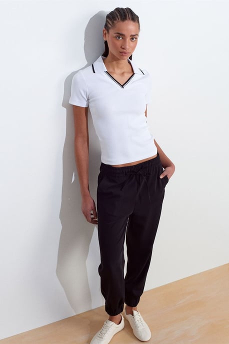 Dilvin Damen Jogginghose aus Polyester-Crepe - Schwarz - Image 1