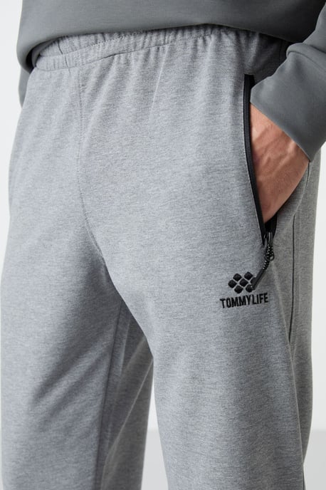 Herren Einfarbige Sweatpants mit Reißverschlusstasche - Image 3