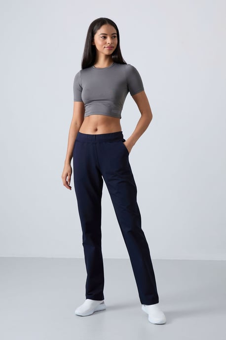 Tommy Life Sweatpants mit hoher Taille, geradem Bein - Marineblau - Image 1