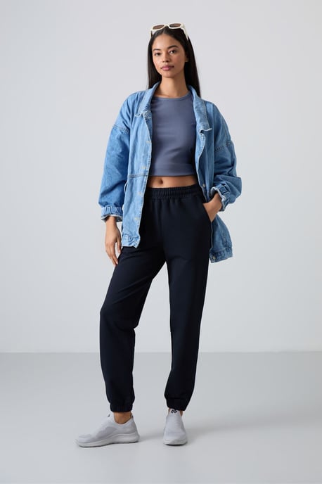 Damen High-Waist Relaxed Fleece Jogginghosen - Image 2