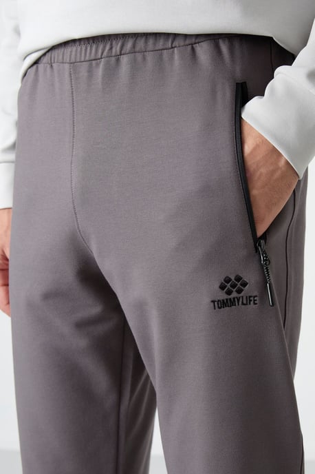 Herren Unifarbene Sweatpants mit Reißverschlusstasche - Image 3
