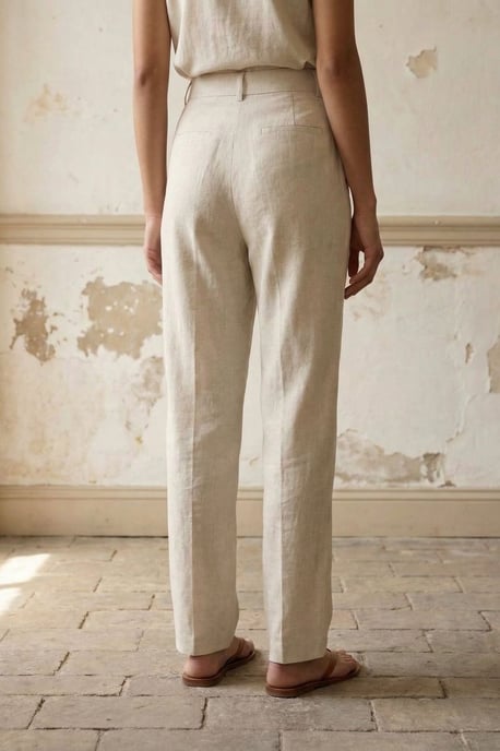 Hochtaillierte gerade Crepe-Hosen - Image 3