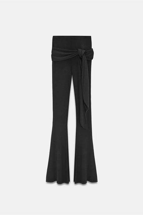 Hochtaillierte Jersey-Hose mit Weite und Bindeband - Image 5