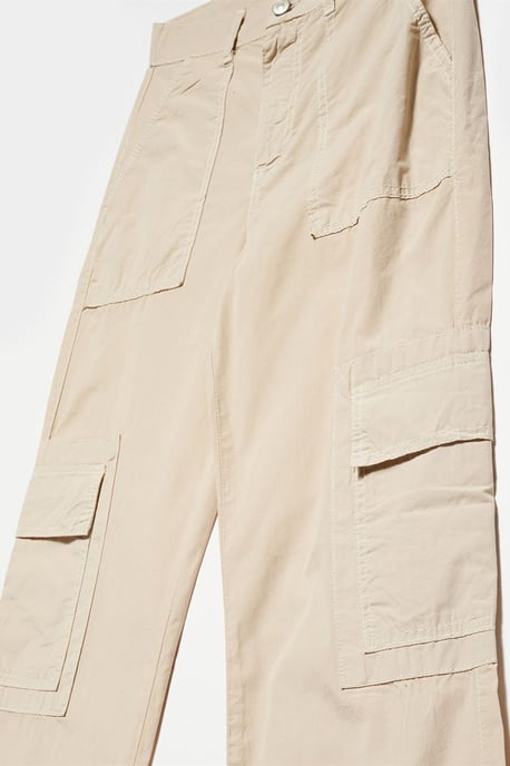 Hochtaillierte Baumwoll-Popeline Gerade-Pants - Image 3