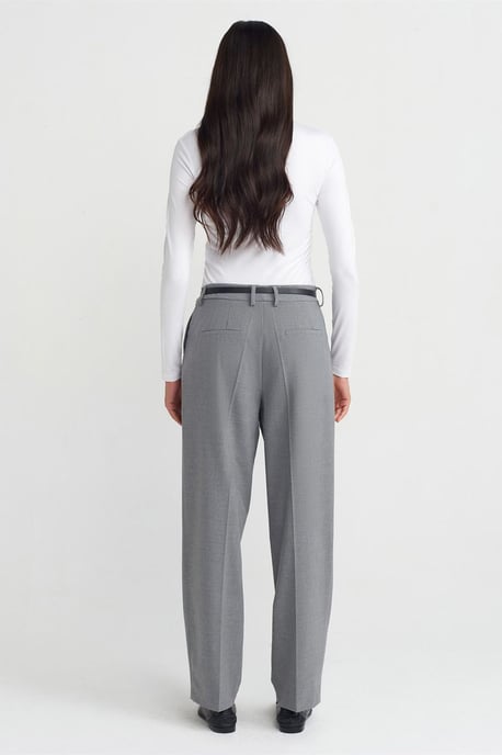 Belted Straight-Leg-Crepeshosen - Image 2