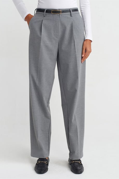 Belted Straight-Leg-Crepeshosen - Image 3