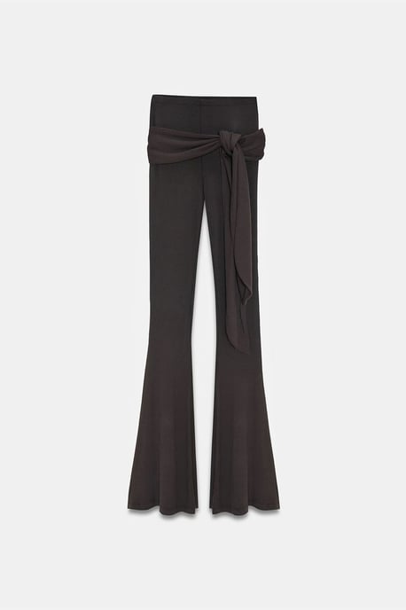 Hochtaillierte Bootcut-Jersey-Hose mit Bindegürtel - Image 5