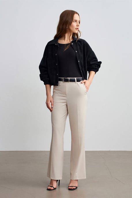 Damen Hochtaillierte gerade Crepe-Hosen - Image 1