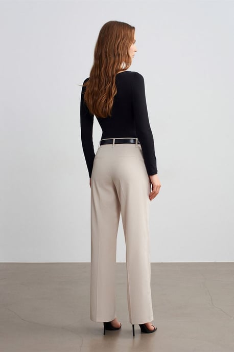 Damen Hochtaillierte gerade Crepe-Hosen - Image 2