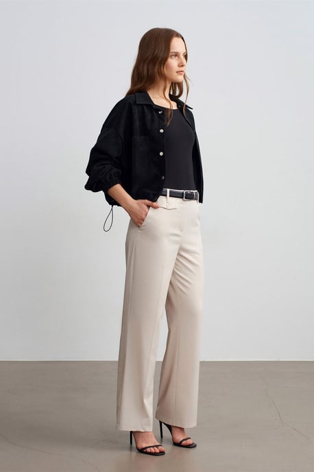 Damen Hochtaillierte gerade Crepe-Hosen - Image 3