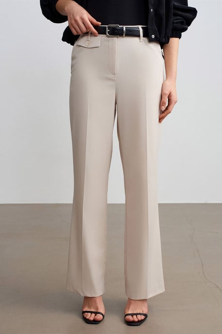 Damen Hochtaillierte gerade Crepe-Hosen - Image 4