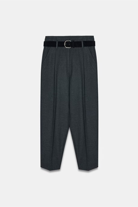 Hochtaillierte gerade Crepe-Hosen mit Gürtel - Image 5