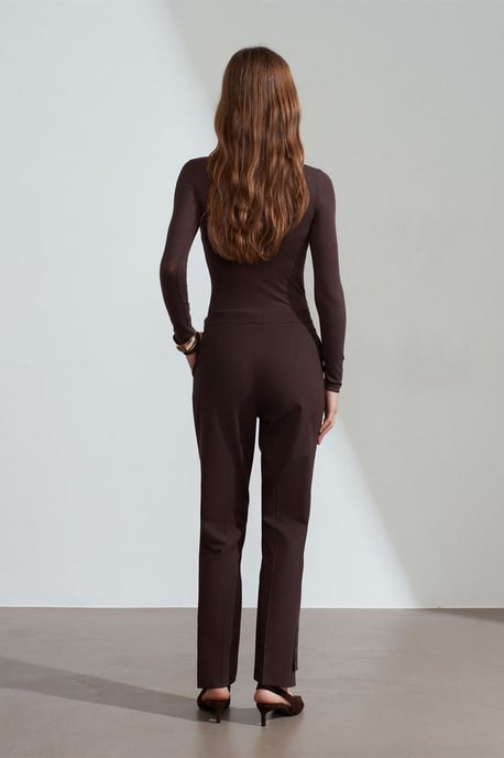 Damen Mittelhoch Taille Gerade Crepe-Hosen - Image 2