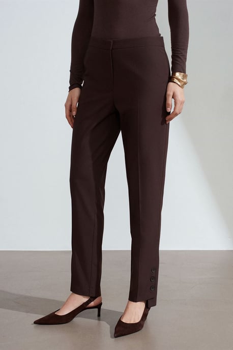 Damen Mittelhoch Taille Gerade Crepe-Hosen - Image 3