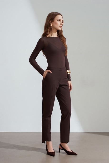 Damen Mittelhoch Taille Gerade Crepe-Hosen - Image 4