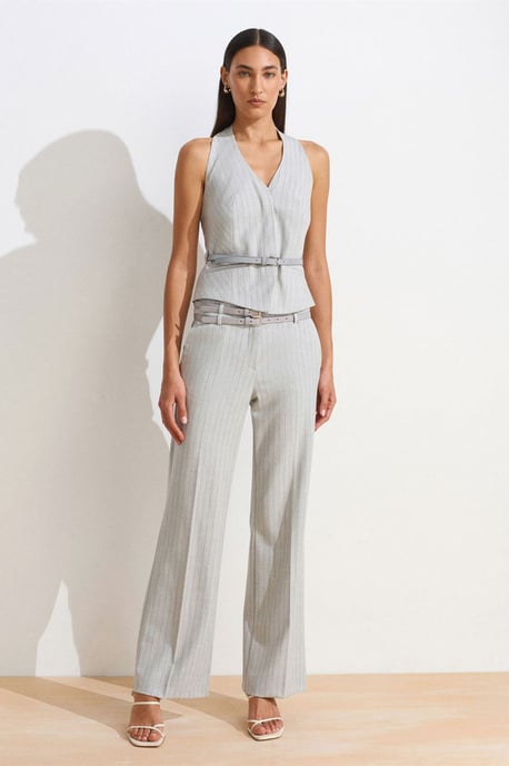 Gestreifte gerade geschnittene Hose mit Gürtel - Image 5