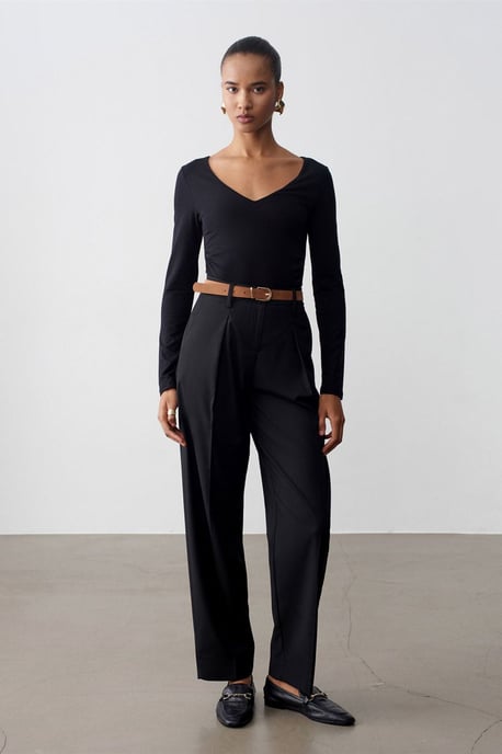Belted Straight-Leg-Crepeshosen - Image 1