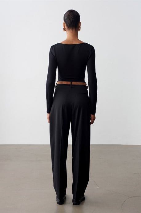Belted Straight-Leg-Crepeshosen - Image 2