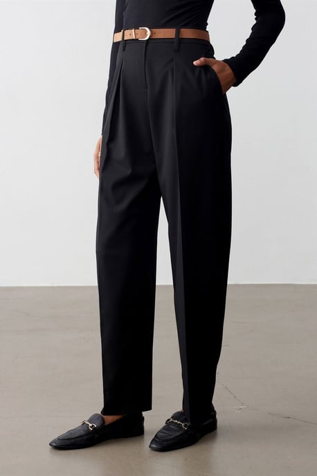 Belted Straight-Leg-Crepeshosen - Image 3
