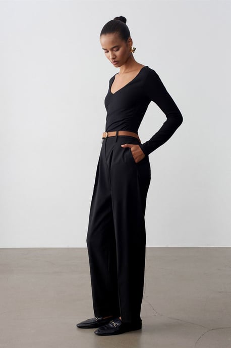 Belted Straight-Leg-Crepeshosen - Image 4