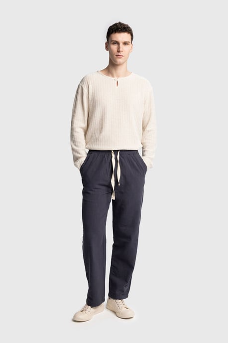 Gerade geschnittene Hose mit Kordelzugbund - Image 4